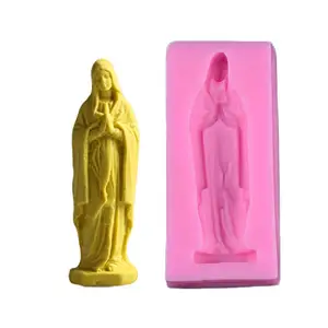 Virgin Mary Madonna แม่พิมพ์ซิลิโคน DIY 3D,พิมพ์ทำน้ำแข็งช็อคโกแลตฟองดองต์สบู่เค้กมูสเยลลี่ตกแต่งขนมอบ