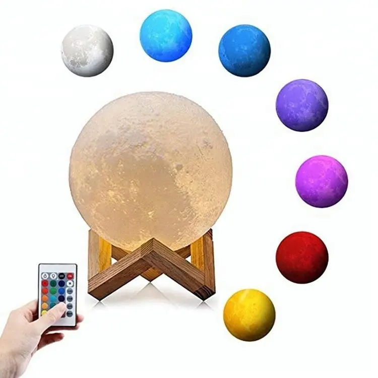 16 Farben mit Fernbedienung Touch Sensor 3d Print Mond Lampe