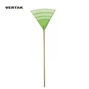 VERTAK garden grass harrow outdoor 20 teeth wooden handle plastic lawn rake/leaf grabber rake