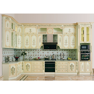 خزانة جانبية فاخرة للمطبخ من خشب البلوط الصلب المصقول مسبقًا بتصميم ملكي - Product Image 3