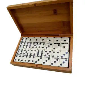 Ivory Tiles Double 6 Colored Dominoes Game By Tangerine With Bamboo Travel Box