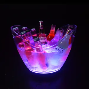 Forme de bateau, en plastique, 8l ps, bière, vin, champagne, led, éclairage avec couleur RGB, seau à glace pour fête, fabrication en chine