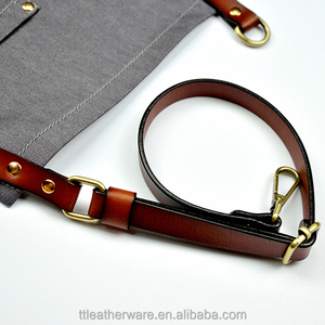 Hook Neck Denim Apron with Genuine Leather Strap - Product Image 4