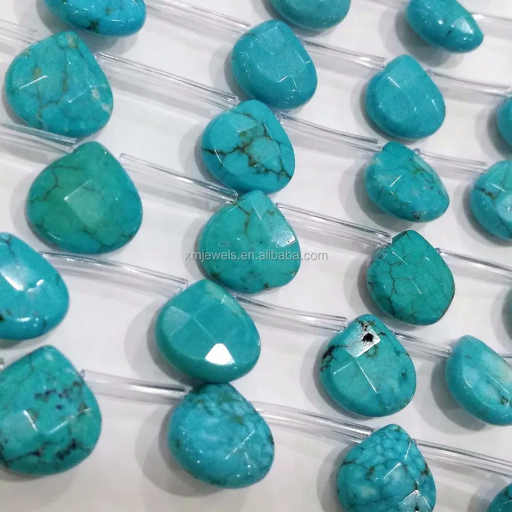 Howlite Turquoise Gemstone Faceted Teardrop Briolette beads Natural