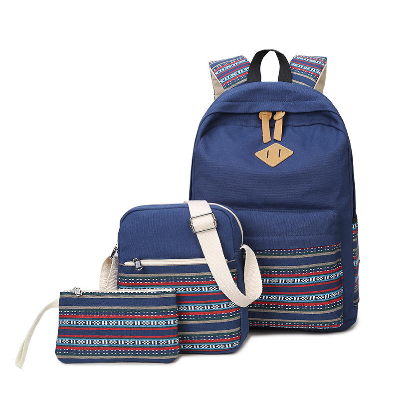 Lona Mochilas Mujer Vintage Bolso Escolar De Tela Para Niña