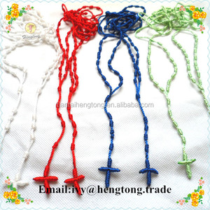 Vendita calda colori misti collana di <span class=keywords><strong>corda</strong></span> rosario religioso, cattolica cavo lavorato a maglia nodo rosario, rosario cavo - Product Image 4