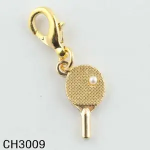 China supplier 14k gold charms wholesale Zinc Alloy tennis racquet sports teams charms