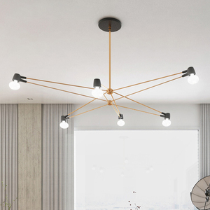 American Retro Industrial <span class=keywords><strong>Style</strong></span> Line Chandelier pour magasins Vêtements Magasin Luminaires Noir Or - Product Image 2