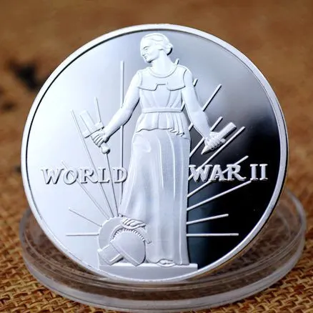 Moneda del desafío de la Paz de La Segunda Guerra Mundial Freedom From Fear and want Moneda de colección plateada