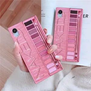 Fashion Eyeshadow Palette Square Mesh Red Eye Shadow box Soft Silicone Cover Case For iPhone 6 6s 7 8 Plus X XS MAX XR