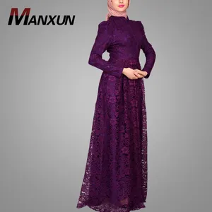 New Style Purple Lace Maxi Dress Turkish Style Latest Abaya Designs Cheap China Wholesale Plus Size Women Clothing