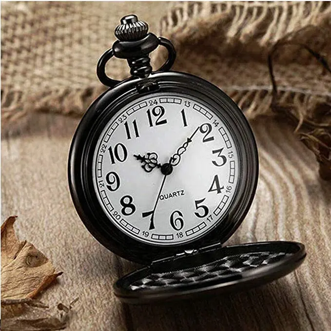Reloj de bolsillo mecánico con logotipo de cadena, reloj de bolsillo de  cuarzo liso plateado, cadena de reloj de bolsillo para hombres y mujeres