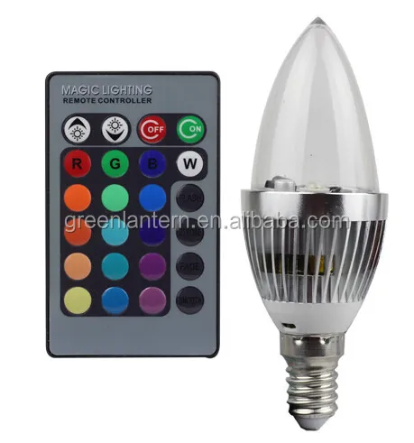 3W RGB 16 Color E14 rgb Led Candle bulb AC110V/220V +IR Remote