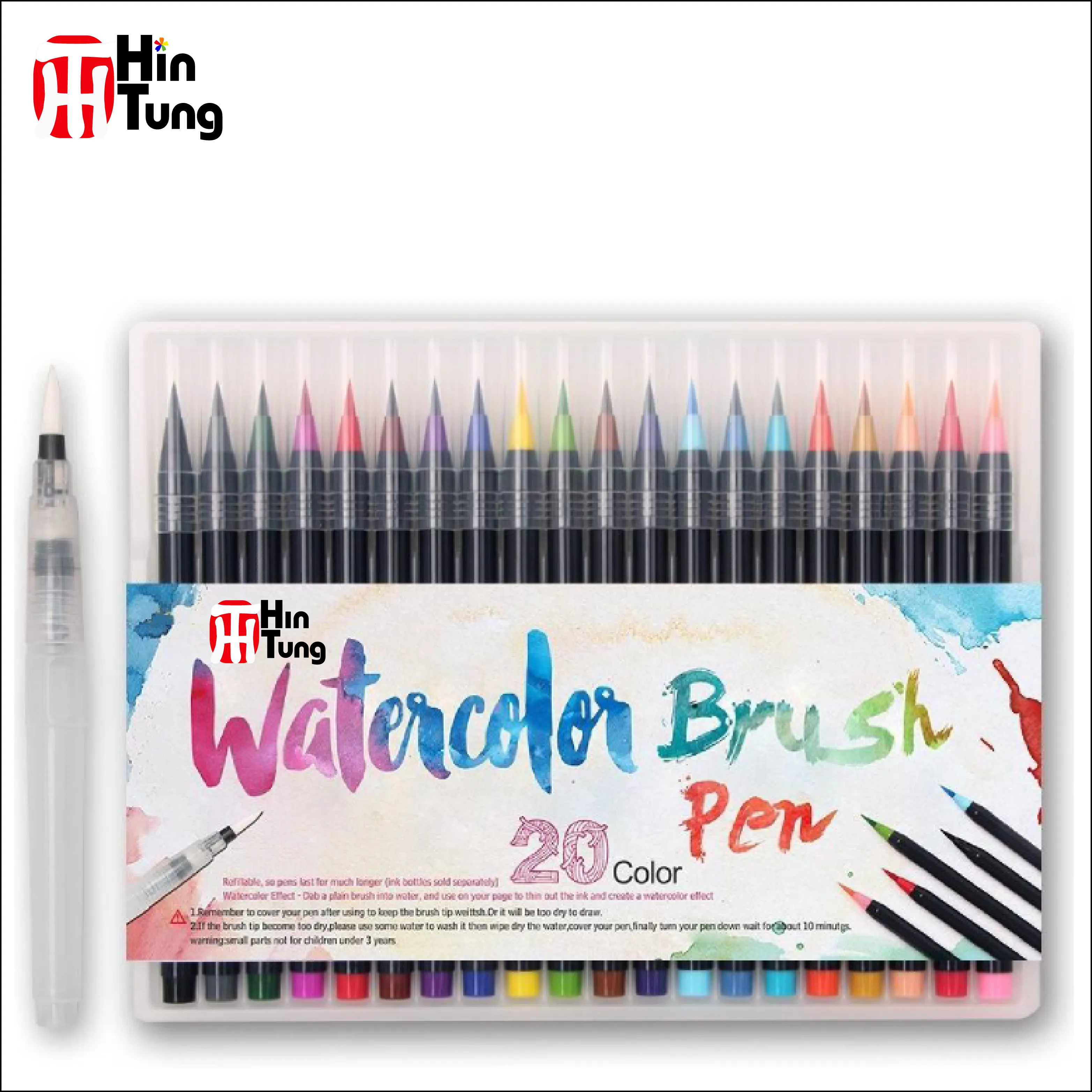 20ct فرشاة ألوان مائية تلميح مجموعة أقلام تحديد