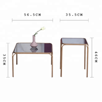 Table basse carrée moderne avec pieds en métal, table de chevet, usine de meubles en métal en Chine, 2 packs