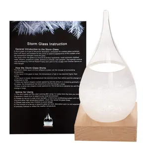 Pabrik Grosir Dekorasi Tetesan Air Cuaca Botol Ramalan Barometer Kerajinan Kaca Teardrop Storm Glass