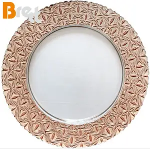 Guangzhou Tableware Glassware Gold Rose Silver Charger Plate Serving Tray