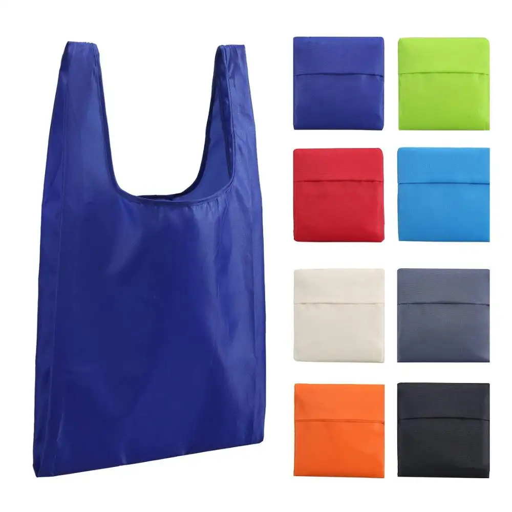 Customized Logo polyester foldable reusable tote shopping bag with printing logo