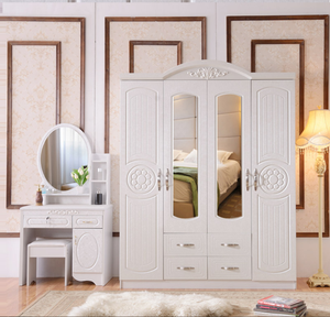 Phong Cách Châu Âu Trắng PVC <span class=keywords><strong>MDF</strong></span> Tủ Quần Áo Với Gương Cho Đồ Nội Thất Phòng Ngủ - Product Image 3
