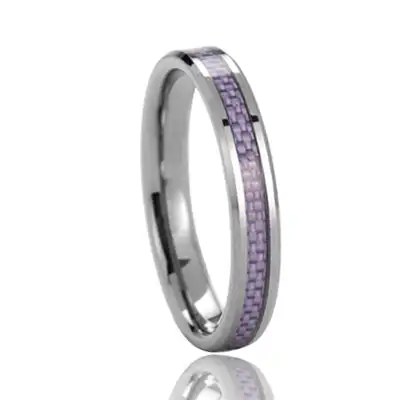 Вольфрамовое кольцо 4 мм, фиолетовая карбоновая инкрустация, обручальное кольцо, ювелирные изделия, оптовая продажа