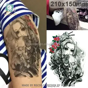 LC834/<span class=keywords><strong>tatuaje</strong></span> para brazo hombro grande para hombres-pegatinas <span class=keywords><strong>tatuaje</strong></span> temporal cráneo humano flor - Product Image 1