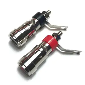 Frühling Geladen Drücken Sie Typ Lautsprecher Verstärker Binding Post Terminal Nickel Überzogene Banana Stecker Jack Stecker Rot + Schwarz