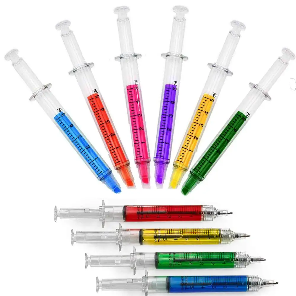 Alat Tulis Anak-anak Pena Penanda Injeksi Dr Jarum Tabung Penulis Pena Berbagai Macam Warna Novelty Syringe Stabilo Spidol