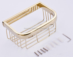 Brass Golden Eco-Friendly Homedec Shower Caddy Square Bath <strong>Basket</strong> Storage <strong>Wall</strong> Mounted <strong>Hanging</strong> Organizer - Product Image 4