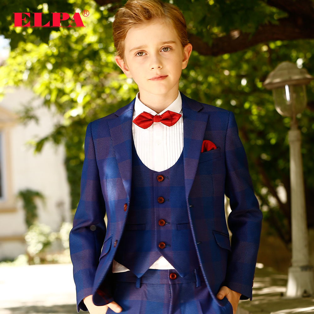 Boys ELPA ELPA Boys Suits for Wedding Plaid Suit 6 Pieces Slim Fit