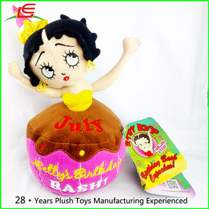 Personnalisé Betty Boop Juillet Petit Gâteau D'anniversaire En Peluche En Peluche Poupée Jouet - Product Image 1