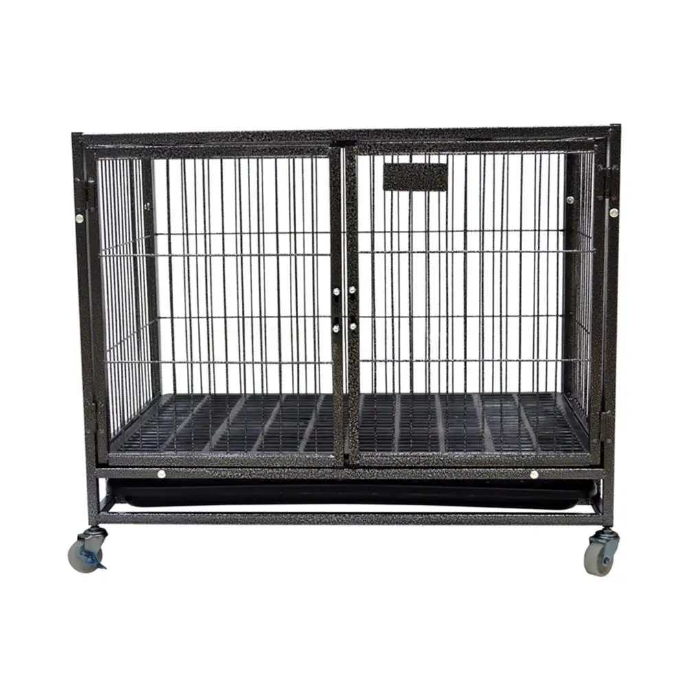 Cage pour animaux de compagnie, grand format, robuste, roues d'extérieur, Tube métallique avec revêtement en poudre, chenaux pour chiens, à vendre, MH-HD30