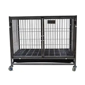 Large Heavy Duty Cheap Pet Cage Big Outdoor Wheels Powder Coating Metal Tube Dog Kennels For Sale MH-HD30