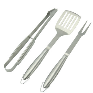 Juego de 3 utensilios para barbacoas y parrillas, de acero inoxidable con funda de aluminio, el juego de accesorios para parrill - Product Image 1