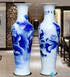 Jarrón de Flores de <span class=keywords><strong>Porcelana</strong></span> Azul y Blanca de Cerámica de 60 Pulgadas de Alto para Decoración de Oficina, Venta al por Mayor - Product Image 2