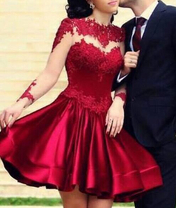 M650 D.Y signore di modo sexy elegante <span class=keywords><strong>manica</strong></span> <span class=keywords><strong>lunga</strong></span> in pizzo rosso comune fiore vestito da partito del vestito - Product Image 1