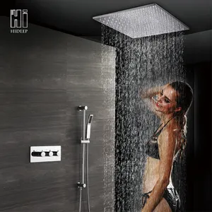 욕실 샤워 벽 장착 두 기능 온도 조절 레인 샤워 꼭지 세트