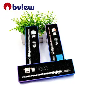 Bview Art Promotion Gift Box Glass Dip Signature Pen Fountain Pens With Filling Ink