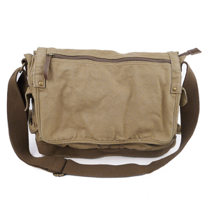T0604 Sac à bandoulière vintage en <span class=keywords><strong>toile</strong></span> verte pour <span class=keywords><strong>homme</strong></span> en cuir ciré avec fermeture éclair prêt à expédier - Product Image 1