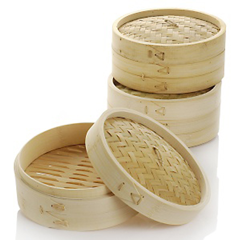 16cm Durable Cookware 3 Tier Bamboo Steamer Basket