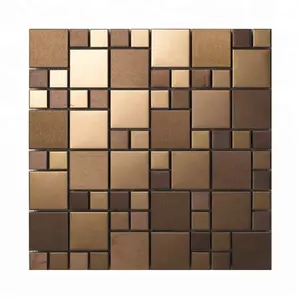 Mattonelle di mosaico in marmo misto moderno 3D in metallo inox lucido con il modello di Parquet per la decorazione della parete della camera d'albergo - Product Image 1