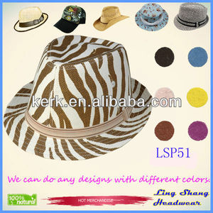 2013 <span class=keywords><strong>el</strong></span> más nuevo estilo cebra 100% de paja de papel sombrero del casquillo del sombrero sombrero de paja, LSP51 - Product Image 1