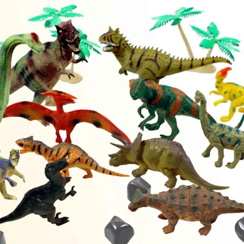 EPT 14Pcs Miniature Plastic Model Dinosaur Figures Set Safari Figure Animal Figures Wild Animals Toys