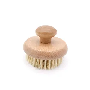 Escova de banho de sisal natural para pele, venda no atacado, circular, de madeira, seca, corpo, escova