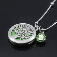 Collier de diffuseur d'huiles essentielles en acier inoxydable, vente en gros, médaillon d'aromathérapie, parfum, arbre de vie, pendentif, bijoux