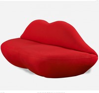 Canapé Chesterfield de style européen en tissu pour salon, chaise de café, canapé moderne, canapé sexy en forme de lèvres rouges flamboyantes