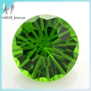 Ronda de cristal verde oliva ranura de corte de piedras preciosas piedras preciosas