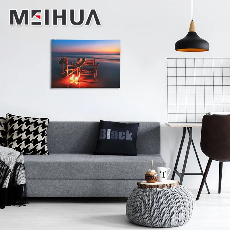 Handmade high quality custom canvas prints picture with led lights