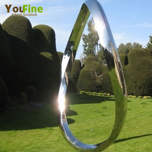 304 moderno <span class=keywords><strong>Giardino</strong></span> esterno In Acciaio Inox A Specchio Cerchio Astratto Scultura - Product Image 5