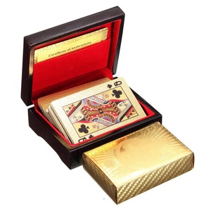 2019 new hot Gift Wooden box pack golden silver plastic playing cards waterproof durable PVC Poker cards 24K Plated Gold Foil ga