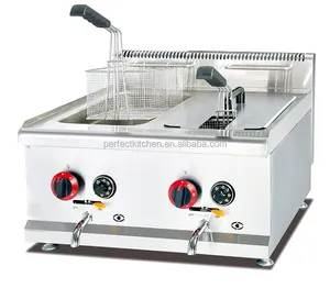 Industrial Stainless Steel Natural Gas Chips thermostat controlled deep fryer for Restaurant